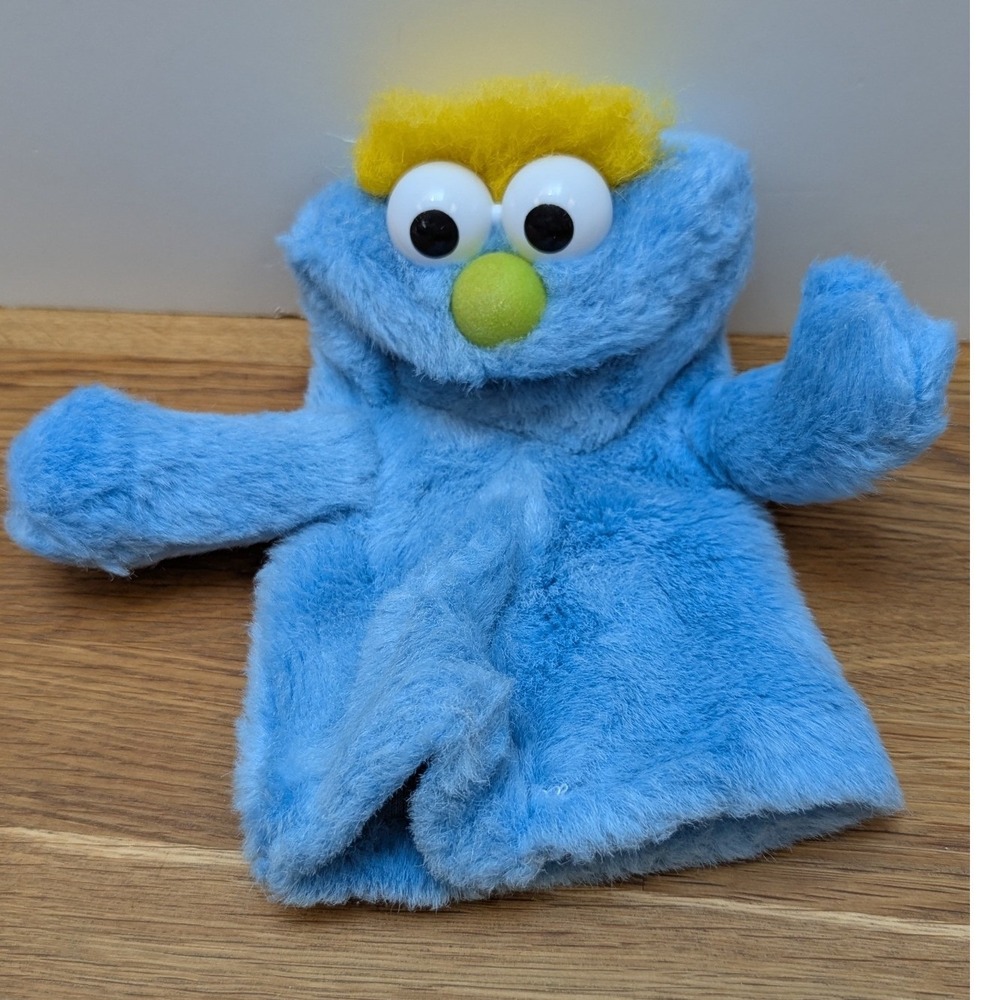 Workman Muppets Jim Henson Hand Puppet  Blue Yellow Hair Vintage Plush READ